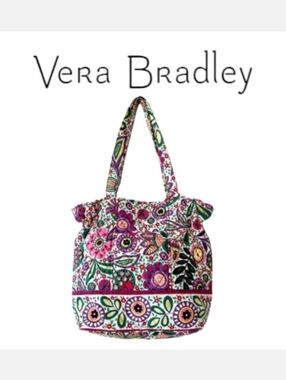 Vera Bradley Quick Draw Bucket Bag Retired Pink Multi Viva la Vera Print